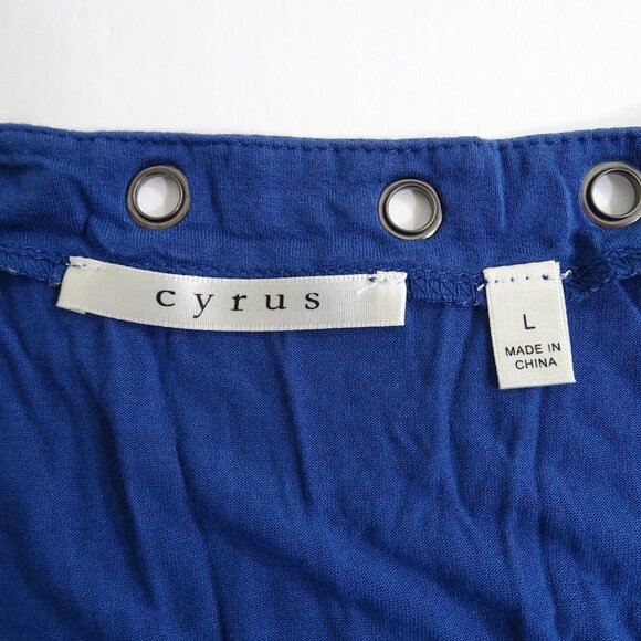 Cyrus Cold Shoulder Grommet Trim Knit Top Blue Women Size L Casual Work - Picture 4 of 8
